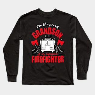 Proud Grandson of an Awesome Firefighter Fire Truck Long Sleeve T-Shirt